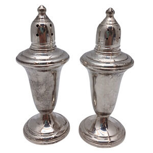 Set of Vintage Empire Silverplate Clad Over Glass Weighted Salt & Pepper Shakers